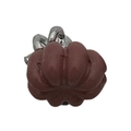 Detailed view of an orange pumpkin charm with silver ring for DIY jewelry making - 3D Pumpkin (15495) / 11x10mm / Brown