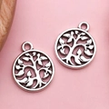 Pendentifs arbre de vie en argent vintage avec gravure creuse pour bijoux DIY - Pendentif Rond Arbre de Vie (10417)