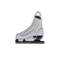 Detailed close-up of a white and black enamel ice skate charm with metal loop - White Christmas Skates (12626)