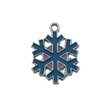Detailed macro view of a dark blue and purple enamel snowflake pendant with metal frame - Blue Hexagonal Snowflake (12627)
