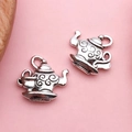 Pendentif théière et tasse en argent vintage en alliage pour création de bijoux DIY - Pendentif Théière Vintage (11218)