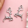 Pendentifs renne en alliage argenté rétro avec motifs à volutes pour bijoux DIY créatifs - Pendentif Renne de Noël (11223)