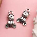 Lot de deux breloques ours en alliage argenté vintage pour la création de bijoux DIY - Pendentif Ours Assis (11226)