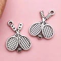 Pendentifs raquettes de tennis en alliage argenté pour la création de bijoux DIY - Pendentif Raquette de Tennis (11240)