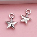 Set of two star-shaped metal alloy pendants in antique silver for DIY jewelry crafts - Small Star (5082)