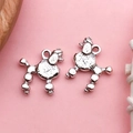 Paire de breloques caniche en alliage d'argent vintage pour la création de bijoux DIY - Pendentif Caniche (11258)
