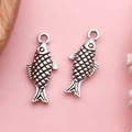 Pendentif poisson en alliage d'argent vintage avec texture pour bijoux DIY - Pendentif Poisson d'Océan (10385)