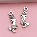 Antique silver mermaid alloy pendants for DIY bracelets featuring detailed fish scale tails - Mermaid Style (8213)