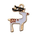 Macro-detail van rendier hanger met goudmetalen frame en rode emaille afwerking - Emaille Rood en Wit Strass Kerst Hert (8864)