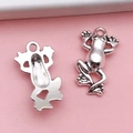 Silver frog pendant alloy charm accessory showing front and back details for DIY jewelry - Ocean Frog (B307)