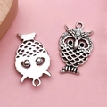 Pendentifs hibou en alliage argenté antique pour création de bijoux DIY et colliers - Petit Hibou (4575)