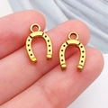Pair of vintage gold horseshoe charms for DIY jewelry making and craft design - Horseshoe (19230)
