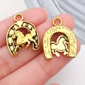 DIY golden horseshoe pendants with horse designs for jewelry making and crafting - Horseshoe (19243)