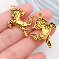 DIY jewelry horse charms in gold finish with embossed running horse detail - Horse (19249)