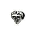 Charm cuore in argento ossidato con croce a rilievo per braccialetti fai-da-te - 10x11mm Foro 5mm