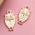 Rose gold owl alloy pendant charms for DIY jewelry making with feather texture details - Owl Charm (11596)