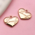Rose gold heart pendant with Lovely engraving for DIY jewelry making and bracelets - KC Gold Peach Heart Shape (16223) / 13x10mm