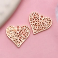 Rose gold hollow heart pendants for DIY jewelry making featuring irregular lines - KC Gold Hollow Heart Shape (17669) / 19x18mm