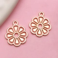 Rose gold hollow daisy petal pendants for DIY jewelry making necklace charms - KC Gold Hollow Flower (17673) / 14x17mm