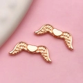 Rose gold heart wing charms with fine feather textures for DIY jewelry crafts - KC Gold Wing Spacer Bead (17678) / 7x19mm