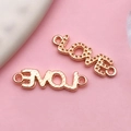 Rose gold LOVE letter charms with dot texture and smooth finish for DIY jewelry - KC Gold Hollow Love Double Hole (17679) / 24x7mm