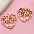 Rose gold heart-shaped Tree of Life pendant with delicate hollowed-out metal design - KC Gold Hollow Life Tree Heart (17680) / 17x18mm