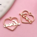 Rose gold heart-shaped Love pendant for DIY bracelet and necklace jewelry crafting - KC Gold Hollow Love Heart (17684) / 21x19mm