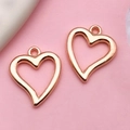 Rose gold hollow heart-shaped charms with metal loops for DIY jewelry making - KC Gold Hollow Peach Heart (17688) / 15x18mm