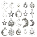 Vintage-Silberanhänger Set mit Mond Stern und Sonne Motiven für DIY-Schmuckherstellung - Gemischte himmlische Stile (SN833)