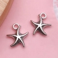 Starfish pendant in antique silver alloy finish with textured detail for DIY jewelry - Antique Silver Marine Starfish (2356)