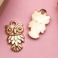 Rose gold owl pendant accessory for DIY bracelets and necklaces with fine feather textures - Large Owl (11600)