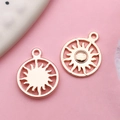 Two rose gold hollow sun charms for DIY necklaces and handmade jewelry accessories - KC Gold Vintage Sun (17690-Large) / 16x20mm