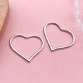 Pair of hollow heart-shaped silver alloy pendants for DIY earrings and jewelry making - Antique Silver Heart Hollow Link (3074)