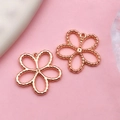 Rose gold hollow flower pendants with beaded texture for DIY jewelry making - KC Gold Hollow Flower (17701) / 11x11mm