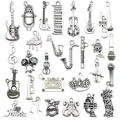 Antique silver musical instrument charms set for DIY necklaces and jewelry making - Mixed 30pcs Antique Silver Music Instrument Series