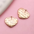 Rose gold heart-shaped charms with engraved Love You text for DIY jewelry making - KC Gold LoveYou Heart (17692) / 12x14mm