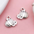 Silver pumpkin alloy charms for DIY bracelets with detailed texture and festive Halloween style - Small Pumpkin (8104)