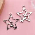 Antique silver star fairy charms for DIY earrings and handmade jewelry making - Antique Silver Angel Star (3754)