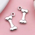 Polished silver bone charms for DIY bracelets and necklaces jewelry making - Dog Bone (9810)
