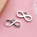 Silver infinity symbol jewelry charms with black rhinestones for DIY bracelet making - Antique Silver Figure 8 Infinity (4082)