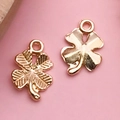 Four-leaf clover charms in KC gold alloy for DIY jewelry making and bracelets - Small Four-Leaf Clover (11602)