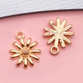 Daisy shaped metal pendant in rose gold finish with top ring for DIY jewelry making - Daisy Flower Shape (17697)