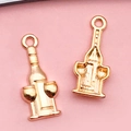 Golden vintage alloy wine bottle and goblet charm pendants for DIY jewelry making - Wine Bottle and Glass(18319)