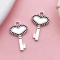 Vintage silver heart key alloy pendant for DIY bracelets and necklaces handmade jewelry - Heart Shape Key (17325)