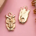 Gold owl pendant for DIY jewelry making with embossed details and back groove - Detailed Owl (11603)