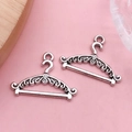 Antique silver coat hanger charms with vintage scroll patterns for DIY jewelry making - Antique Silver Hanger (4863)