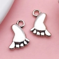 Pair of antique silver baby feet charms with hanging rings for DIY jewelry making - Footprint (17341)