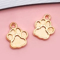 Pendente zampa di gatto in metallo oro rosa con texture a righe per gioielli fai-da-te - Impronta di Zampa a Doppia Faccia(18328)
