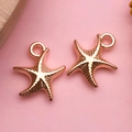 Starfish shaped alloy pendant in rose gold finish with textured surface for DIY jewelry - Ocean Sea Star Part (11606)