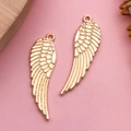 Rose gold angel wing alloy pendants with feather texture for DIY jewelry making - Hollow Wing Style (11608)